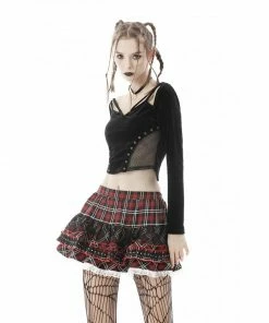Ladies Dark In Love Exigis Tartan Skirt