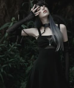 Punk Rave Noche Sleeves With Choker - Fishnet Accessories