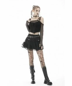 Ladies Dark In Love Carina Fishnet Top