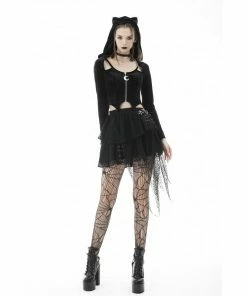 Dark In Love Alley Cat Hooded Top Ladies