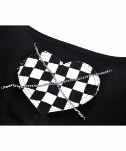 Dark In Love Checkered Heart Crop Top Ladies