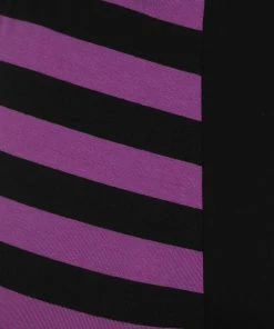 Banned Apparel Banned Half Black Half Stripes Leggings - Purple Ladies