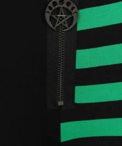 Banned Apparel Banned Half Black Half Stripes Leggings - Green Ladies