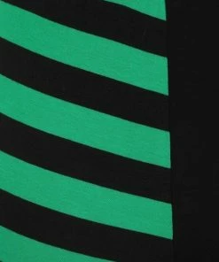 Banned Apparel Banned Half Black Half Stripes Leggings - Green Ladies