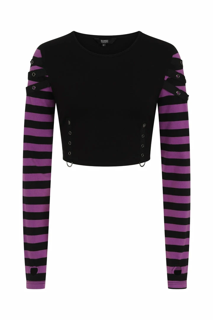 Banned Apparel Ladies Banned Lycoris Top - Black & Purple 8 Banned Apparel Ladies Banned Lycoris Top - Black & Purple
