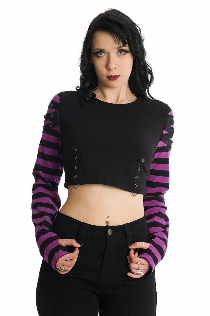 Banned Apparel Ladies Banned Lycoris Top - Black & Purple 3 Banned Apparel Ladies Banned Lycoris Top - Black & Purple