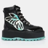 Koi Footwear Koi Tooth Fairy's Intent Blue Platform Boots New Arrivals