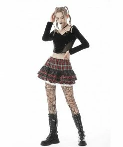 Ladies Dark In Love Exigis Tartan Skirt