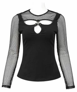 Ladies Devil Fashion Athena Long Sleeve Fishnet Top