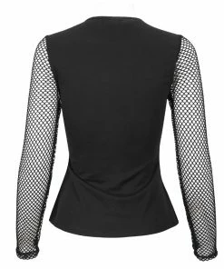 Ladies Devil Fashion Athena Long Sleeve Fishnet Top