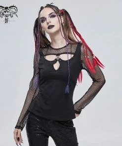 Ladies Devil Fashion Athena Long Sleeve Fishnet Top