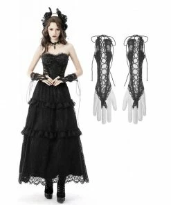 Dark In Love Seductress Lace Up Gloves Accessories