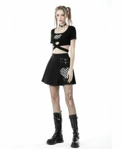 Dark In Love Checkered Heart Crop Top Ladies