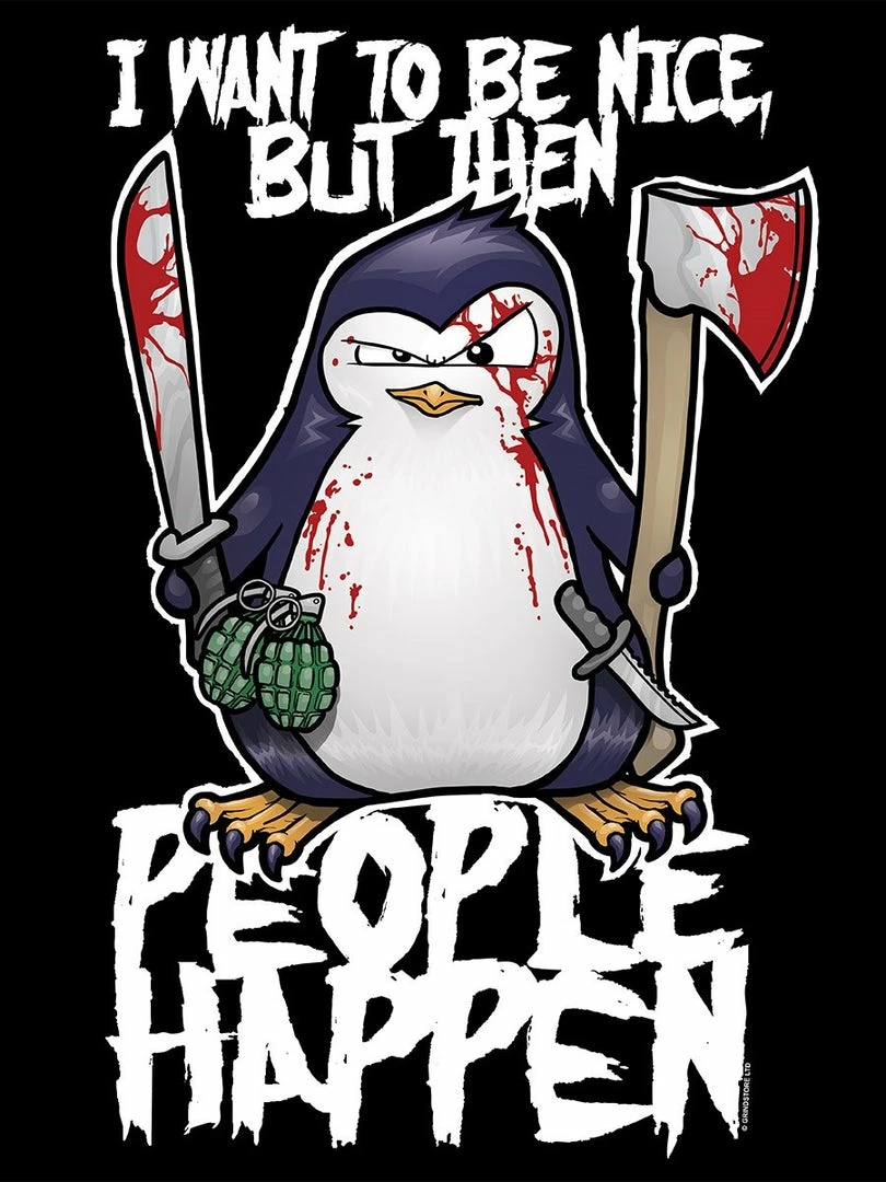 Grindstore Psycho Penguin I Want To Be Nice T-Shirt Ladies 5 Grindstore Psycho Penguin I Want To Be Nice T-Shirt Ladies