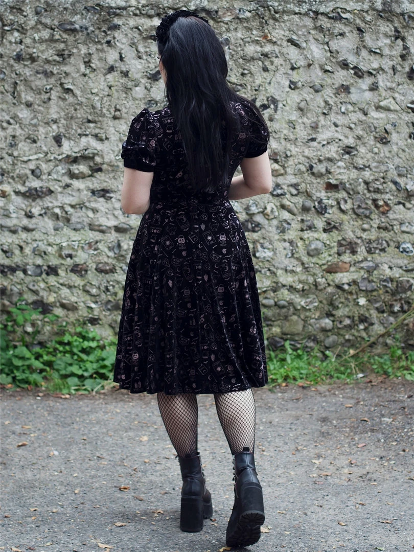 Ladies Collectif Peta Spooky Velvet Swing Dress 4 Ladies Collectif Peta Spooky Velvet Swing Dress