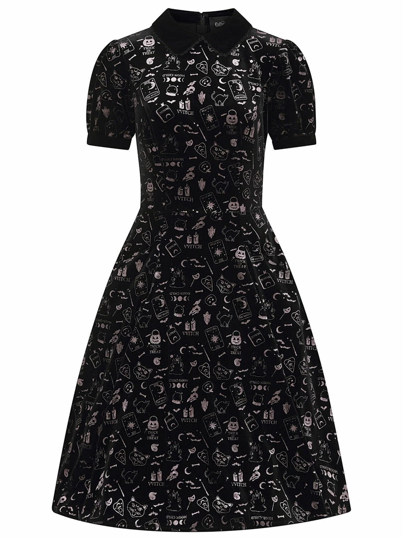 Ladies Collectif Peta Spooky Velvet Swing Dress 6 Ladies Collectif Peta Spooky Velvet Swing Dress