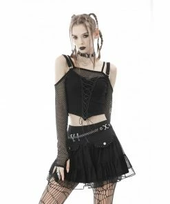 Ladies Dark In Love Carina Fishnet Top