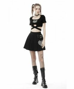 Dark In Love Checkered Heart Crop Top Ladies