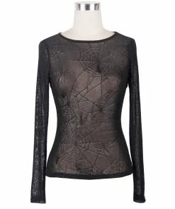 Devil Fashion Web Pattern Mesh Top
