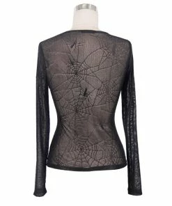 Devil Fashion Web Pattern Mesh Top