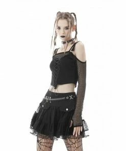 Ladies Dark In Love Carina Fishnet Top