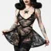 Plus Sizes Killstar Afterlife Lace Nightdress Black
