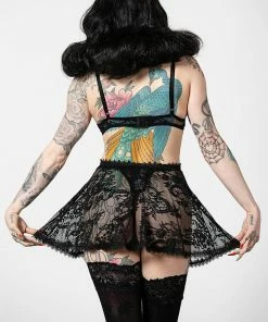 Plus Sizes Killstar Afterlife Lace Nightdress Black