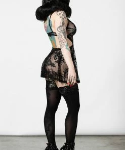 Plus Sizes Killstar Afterlife Lace Nightdress Black