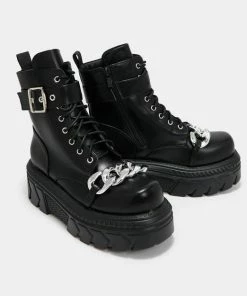 Koi Footwear Koi Epoine Chunky Stomper Chain Boots Ladies