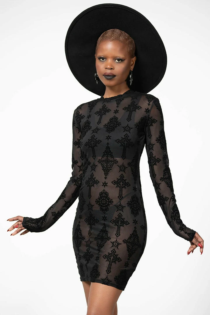 Killstar Alter Mesh Bodycon Dress Ladies 3 Killstar Alter Mesh Bodycon Dress Ladies