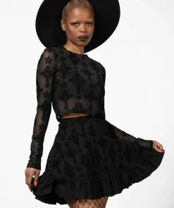 Killstar Amelie Flocked Mini Skirt Ladies