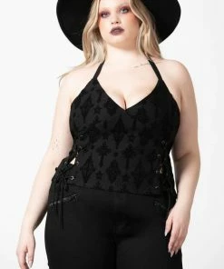 Killstar Aria Flocked Halter Top