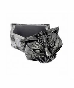 Alchemy Gothic Sacred Cat Trinket Box - Silver Homeware
