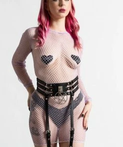 Killstar Baby Hex Suspender Belt Black Plus Sizes