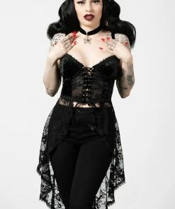 Plus Sizes Killstar Be Veiled Lace Basque