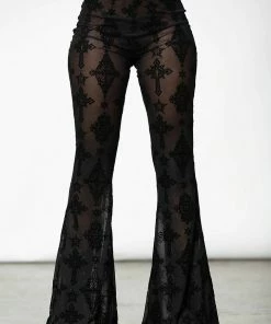 Ladies Killstar Bless Me Mesh Bell Bottoms