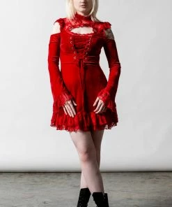 Killstar Blood Vow Lace Dress Scarlet