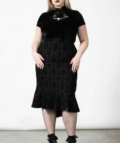 Killstar Candence Flocked Midi Skirt Ladies
