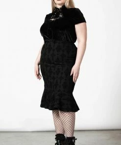 Killstar Candence Flocked Midi Skirt Ladies