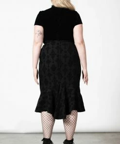 Killstar Candence Flocked Midi Skirt Ladies