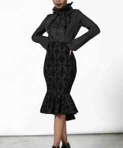 Killstar Candence Flocked Midi Skirt Ladies