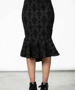 Killstar Candence Flocked Midi Skirt Ladies
