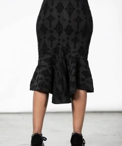 Killstar Candence Flocked Midi Skirt Ladies