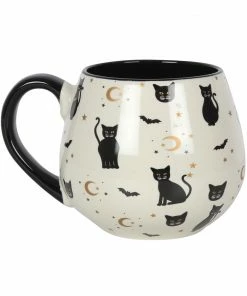 Homeware Gothic Gifts Gothicat Print Round Ceramic Mug