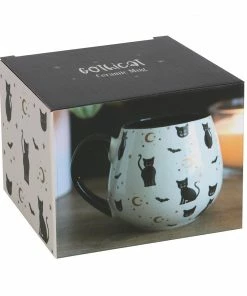 Homeware Gothic Gifts Gothicat Print Round Ceramic Mug