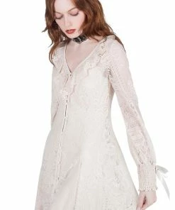 Killstar Cybele Lace Dress Ivory Ladies