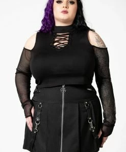 Ladies Killstar Dark Half Long Sleeve Top