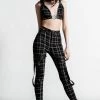Ladies Killstar Dead Resistance Skinny Trousers Ash Tartan