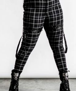 Ladies Killstar Dead Resistance Skinny Trousers Ash Tartan