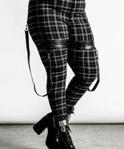 Ladies Killstar Dead Resistance Skinny Trousers Ash Tartan